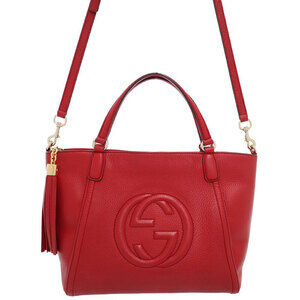 Gucci Soho grained leather top handle bag 2way tote shoulder bag